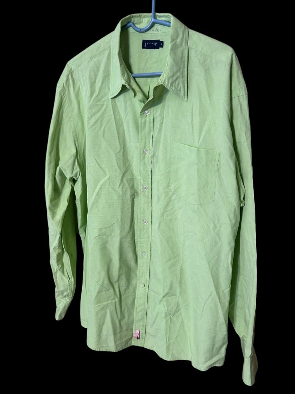 J.Crew Men's Lime Green Cotton Button Down Shirt Long Sleeve Chest Pocket XL